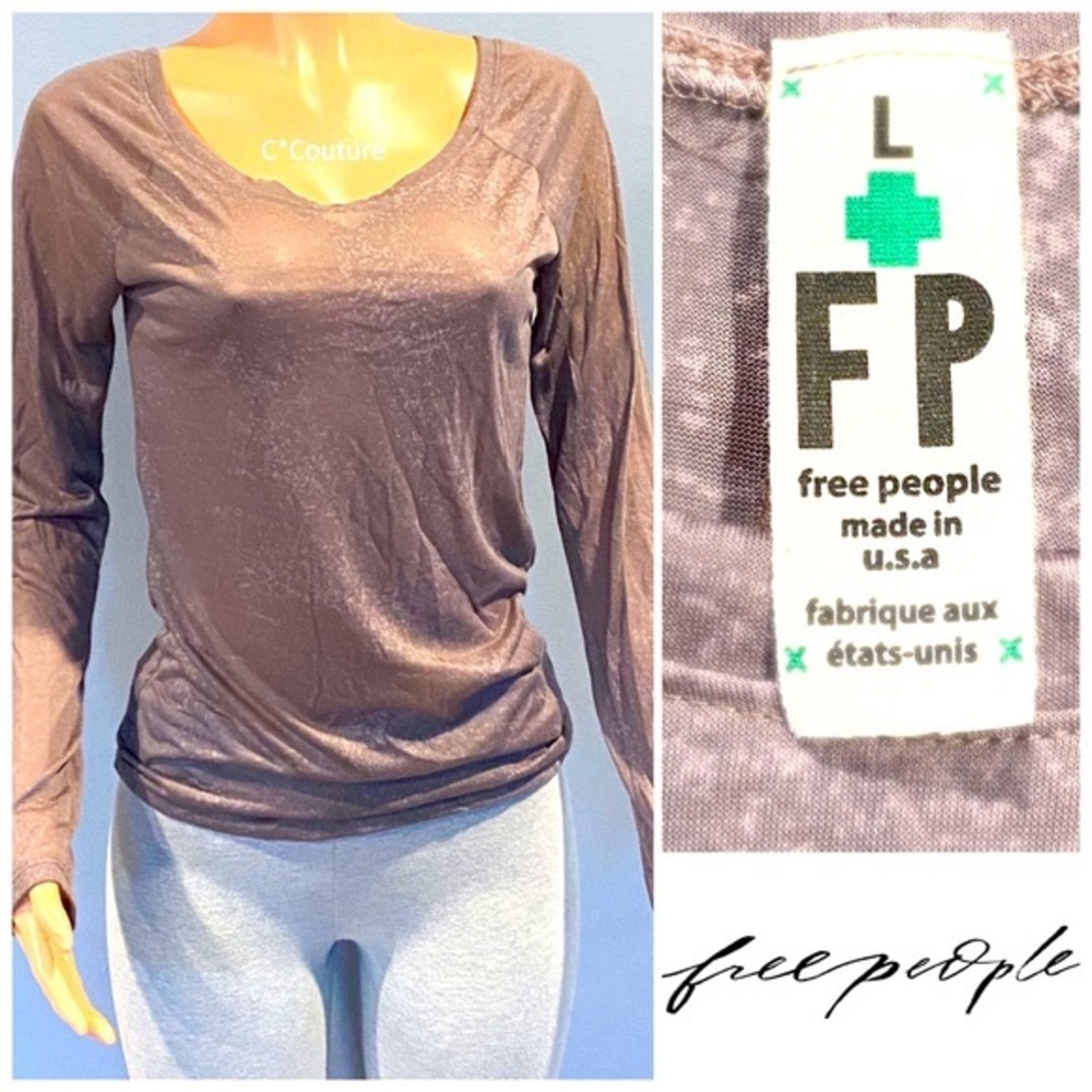 NEW Free people lightweight gray top large crew